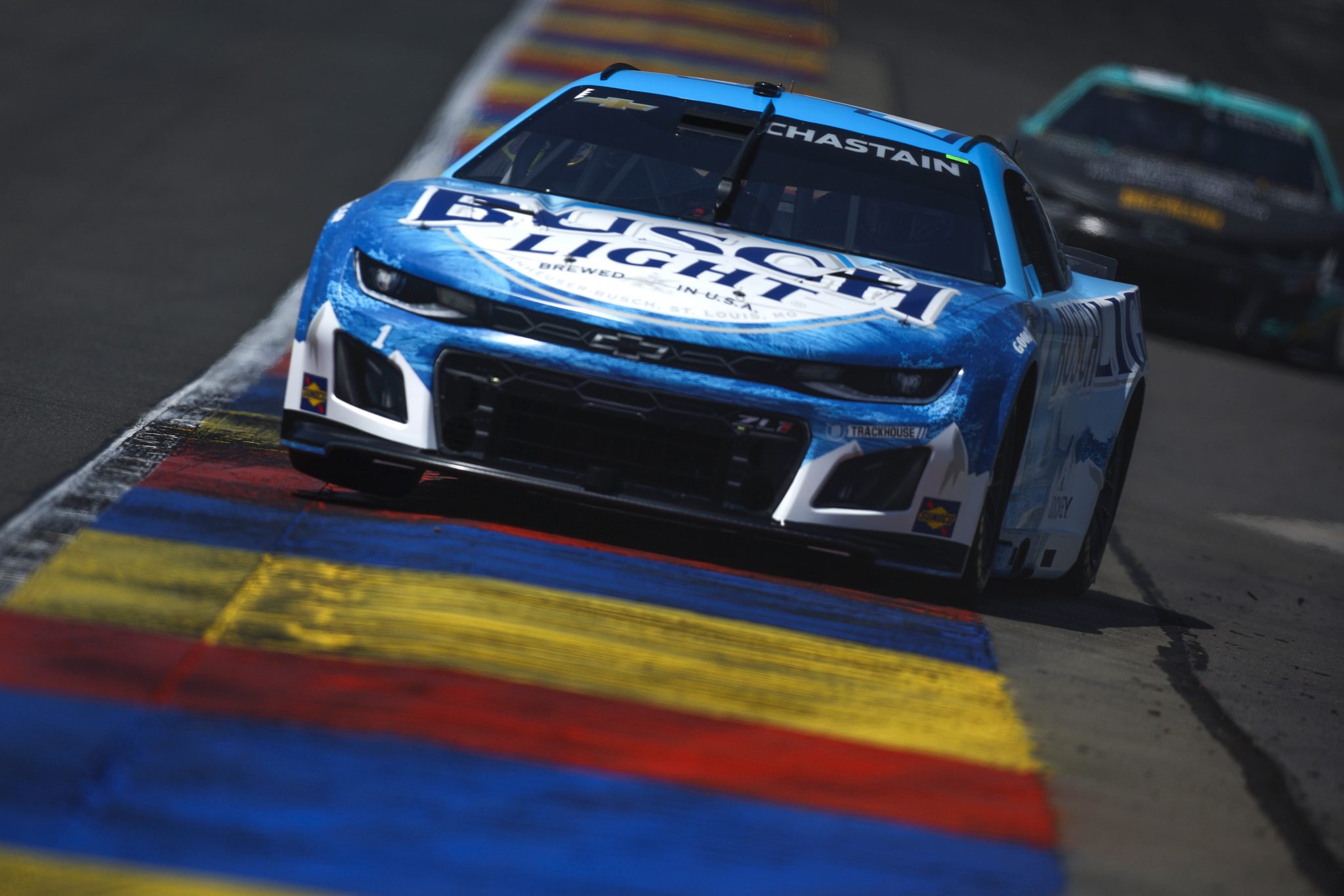 WATKINS GLEN, NEW YORK - AUGUST 09: Ross Chastain, driver of the #1 Busch Light Chevrolet, drives during practice for the NASCAR Cup Series Go Bowling at The Glen at Watkins Glen International on August 09, 2025 in Watkins Glen, New York. (Photo by Sean Gardner/Getty Images) | Getty Images