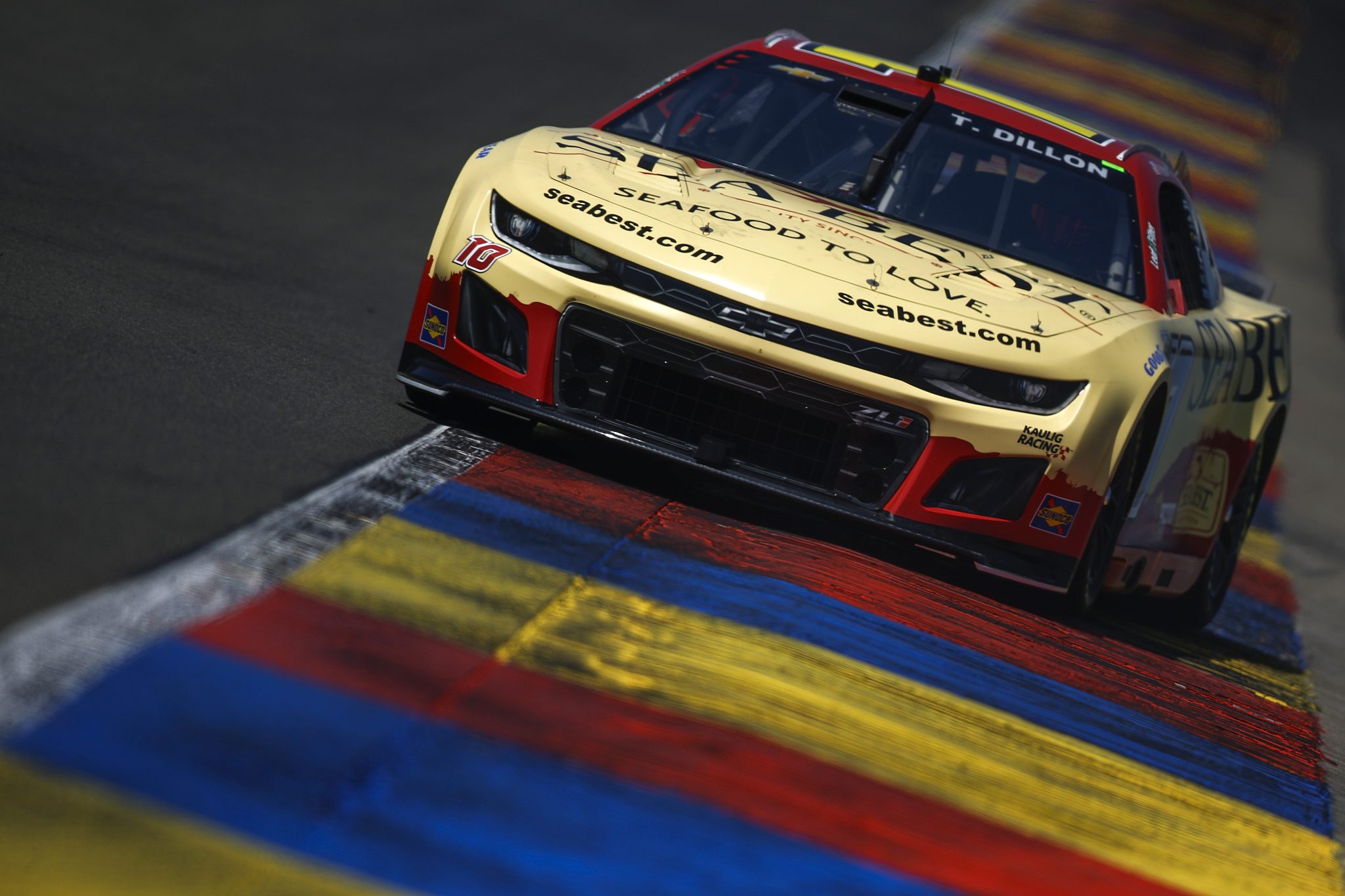 WATKINS GLEN, NEW YORK - AUGUST 09: Ty Dillon, driver of the #10 Sea Best Chevrolet, drives during practice for the NASCAR Cup Series Go Bowling at The Glen at Watkins Glen International on August 09, 2025 in Watkins Glen, New York. (Photo by Sean Gardner/Getty Images) | Getty Images