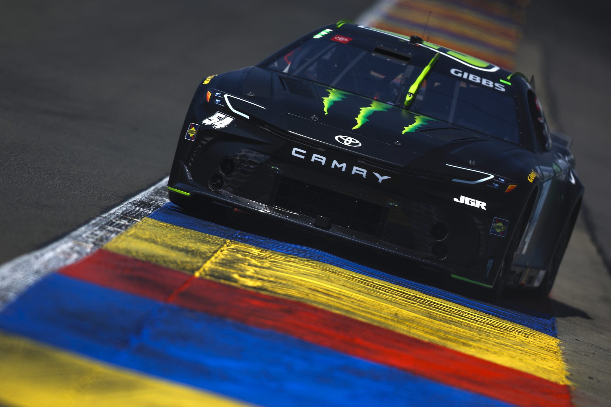 WATKINS GLEN, NEW YORK - AUGUST 09: Ty Gibbs, driver of the #54 Monster Energy Toyota, drives during practice for the NASCAR Cup Series Go Bowling at The Glen at Watkins Glen International on August 09, 2025 in Watkins Glen, New York. (Photo by Sean Gardner/Getty Images) | Getty Images