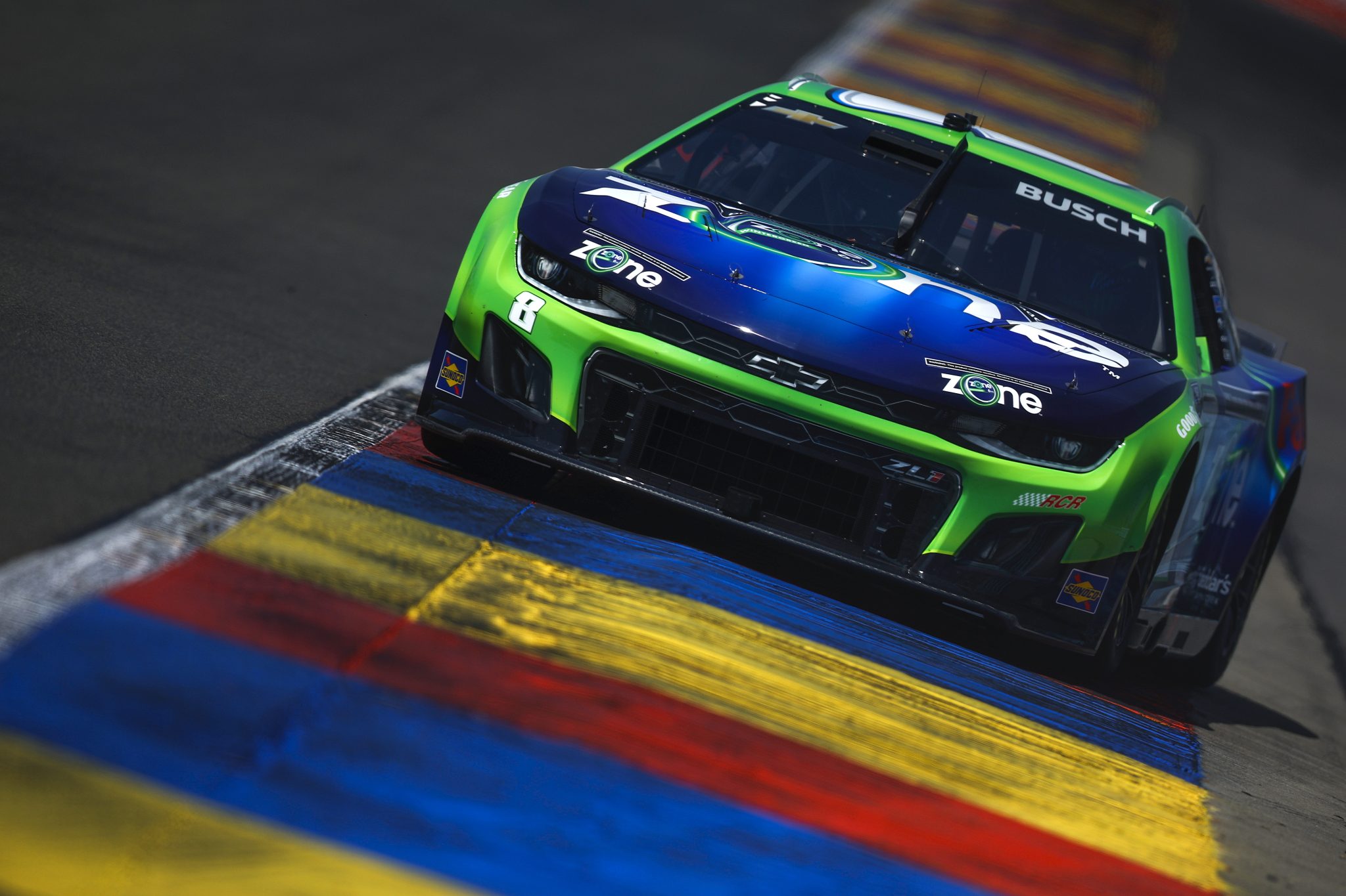 WATKINS GLEN, NEW YORK - AUGUST 09: Kyle Busch, driver of the #8 zone/Fastrac Chevrolet, drives during practice for the NASCAR Cup Series Go Bowling at The Glen at Watkins Glen International on August 09, 2025 in Watkins Glen, New York. (Photo by Sean Gardner/Getty Images) | Getty Images