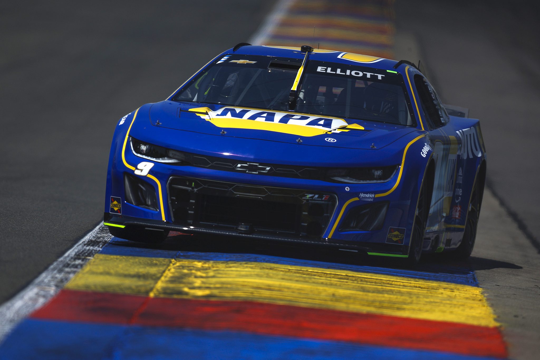 WATKINS GLEN, NEW YORK - AUGUST 09: Chase Elliott, driver of the #9 NAPA Auto Parts Chevrolet, drives during practice for the NASCAR Cup Series Go Bowling at The Glen at Watkins Glen International on August 09, 2025 in Watkins Glen, New York. (Photo by Sean Gardner/Getty Images) | Getty Images
