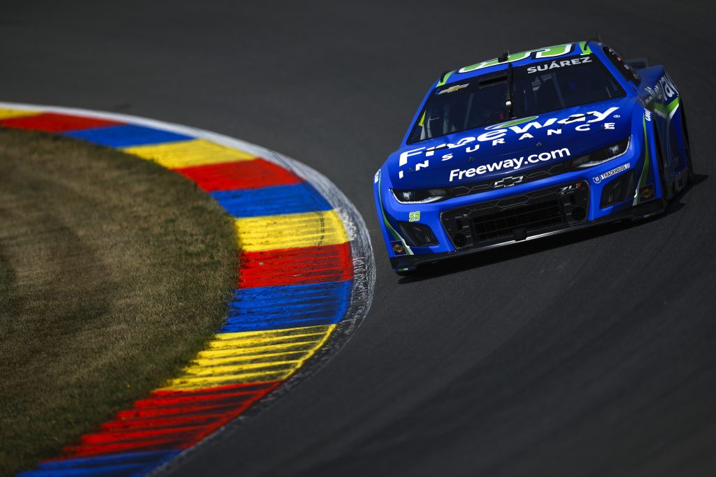 WATKINS GLEN, NEW YORK - AUGUST 09: Daniel Suarez, driver of the #99 Freeway Insurance Chevrolet, drives during practice for the NASCAR Cup Series Go Bowling at The Glen at Watkins Glen International on August 09, 2025 in Watkins Glen, New York. (Photo by Sean Gardner/Getty Images) | Getty Images