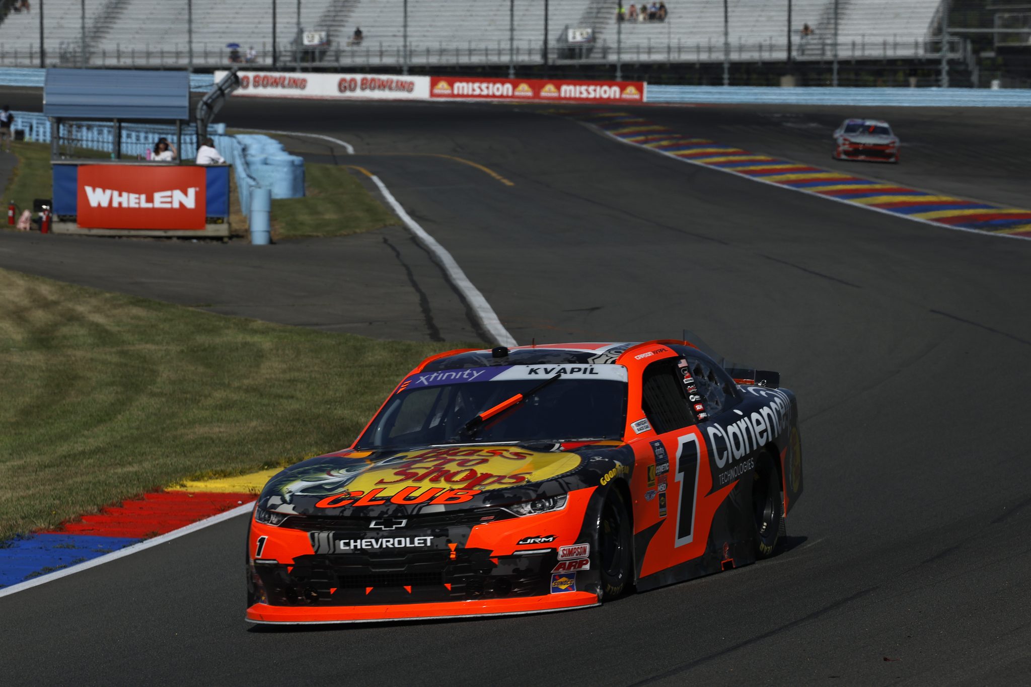 WATKINS GLEN, NEW YORK - AUGUST 09: Carson Kvapil, driver of the #1 Bass Pro Shops/Clarience Tech Chevrolet, drives during practice for the NASCAR Xfinity Series Mission 200 at The Glen at Watkins Glen International on August 09, 2025 in Watkins Glen, New York. (Photo by Sean Gardner/Getty Images) | Getty Images