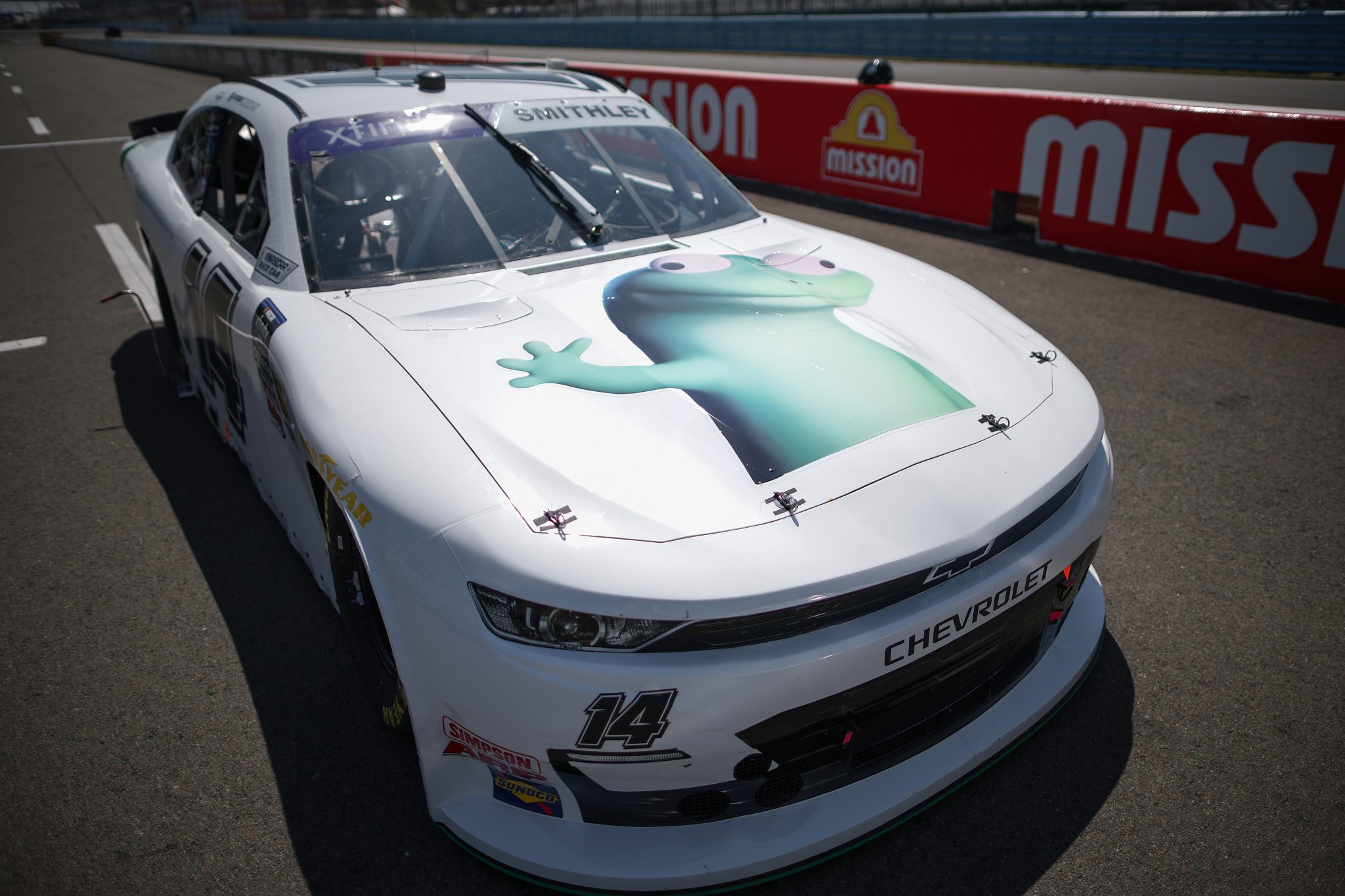 WATKINS GLEN, NEW YORK - AUGUST 09: The #14 Bully Hill Vineyards Chevrolet, driven by Garrett Smithley sits parked on the grid prior to NASCAR Xfinity Series Mission 200 at The Glen at Watkins Glen International on August 09, 2025 in Watkins Glen, New York. (Photo by Chris Graythen/Getty Images) | Getty Images