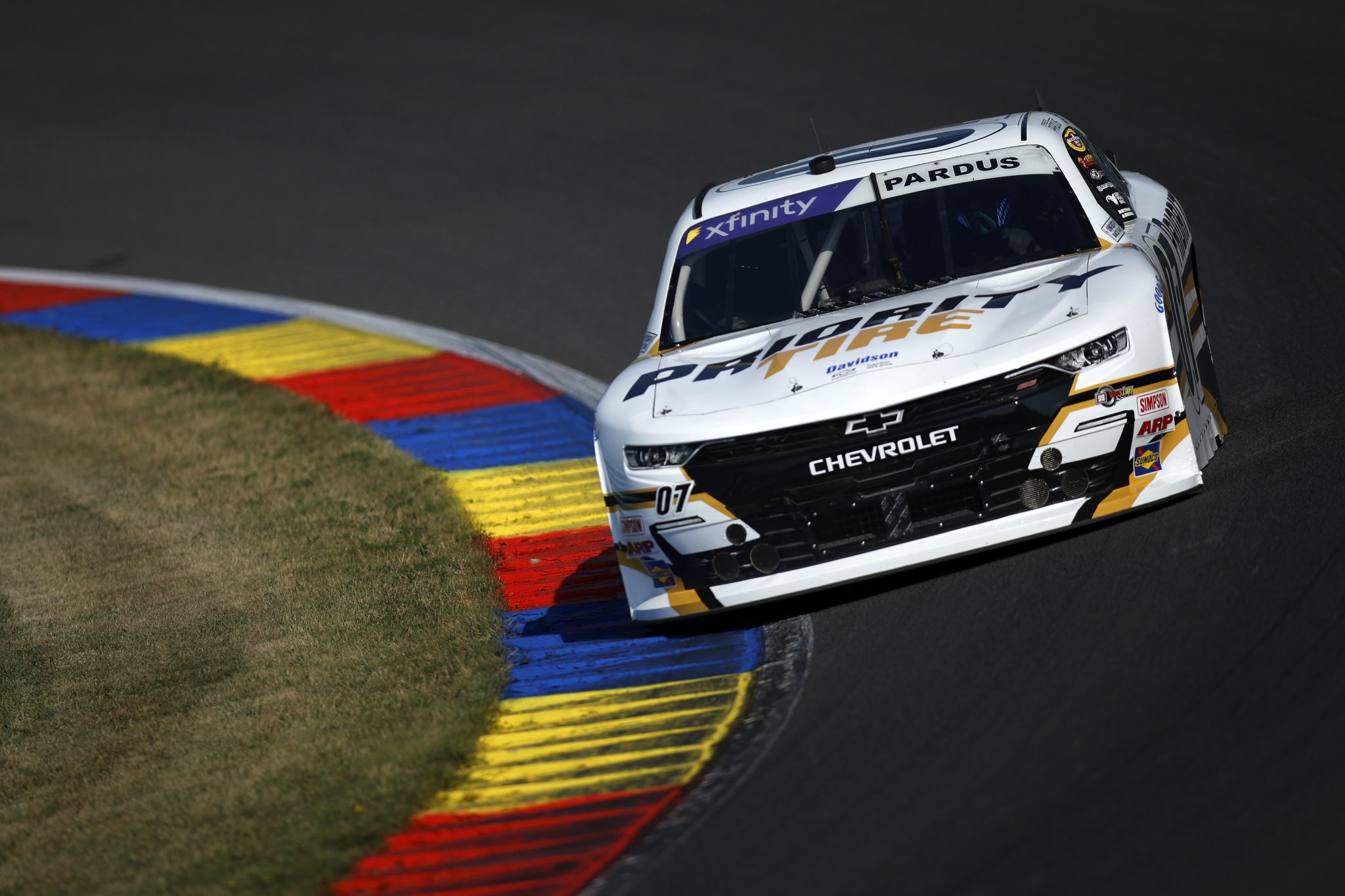 WATKINS GLEN, NEW YORK - AUGUST 09: Preston Pardus, driver of the #07 Priority Tire Chevrolet, drives during practice for the NASCAR Xfinity Series Mission 200 at The Glen at Watkins Glen International on August 09, 2025 in Watkins Glen, New York. (Photo by Sean Gardner/Getty Images) | Getty Images