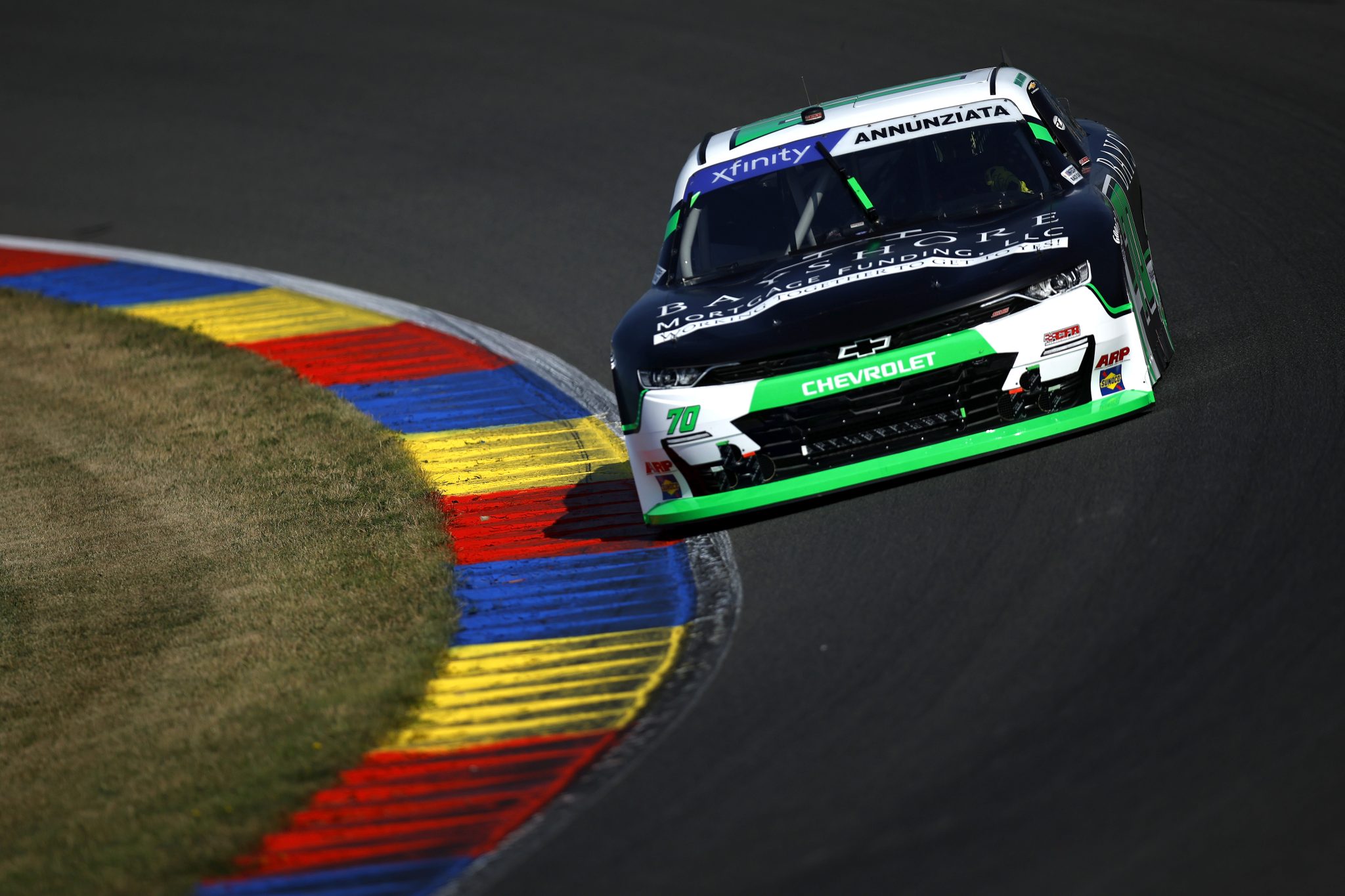 WATKINS GLEN, NEW YORK - AUGUST 09: Thomas Annunziata, driver of the #70 Bayshore Mortgage Chevrolet, drives during practice for the NASCAR Xfinity Series Mission 200 at The Glen at Watkins Glen International on August 09, 2025 in Watkins Glen, New York. (Photo by Sean Gardner/Getty Images) | Getty Images