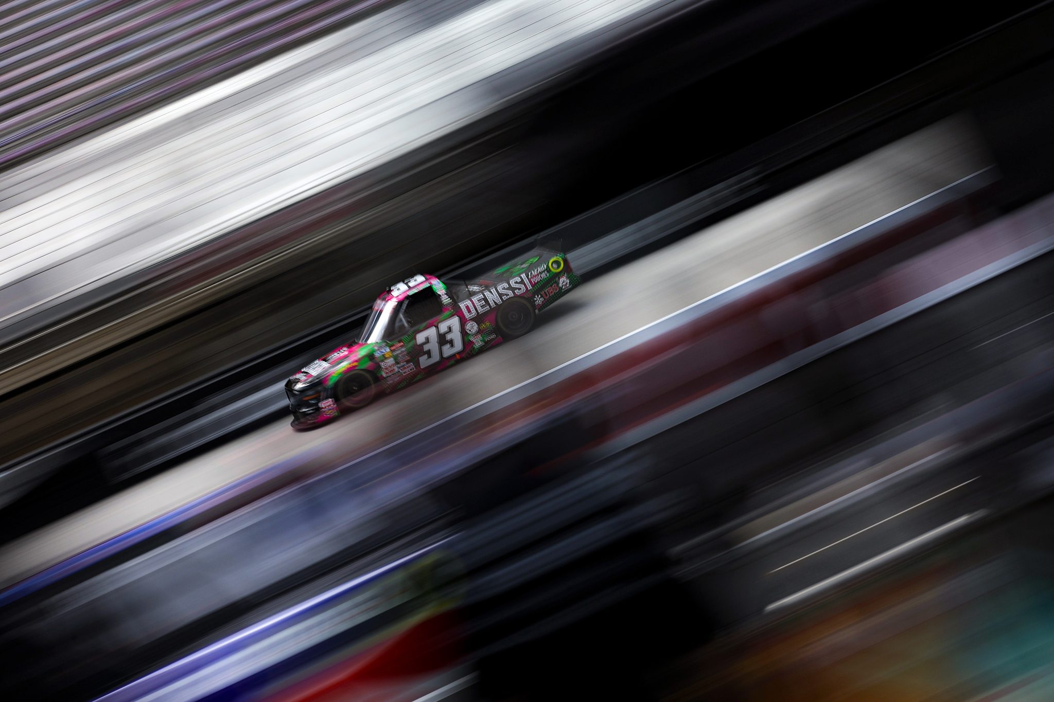 BRISTOL, TENNESSEE - SEPTEMBER 11: Mason Maggio, driver of the #33 Denssi Energy Pouches Ford, drives during qualifying for the NASCAR Craftsman Truck Series UNOH 200 presented by Ohio Logistics at Bristol Motor Speedway on September 11, 2025 in Bristol, Tennessee. (Photo by Jonathan Bachman/Getty Images) | Getty Images