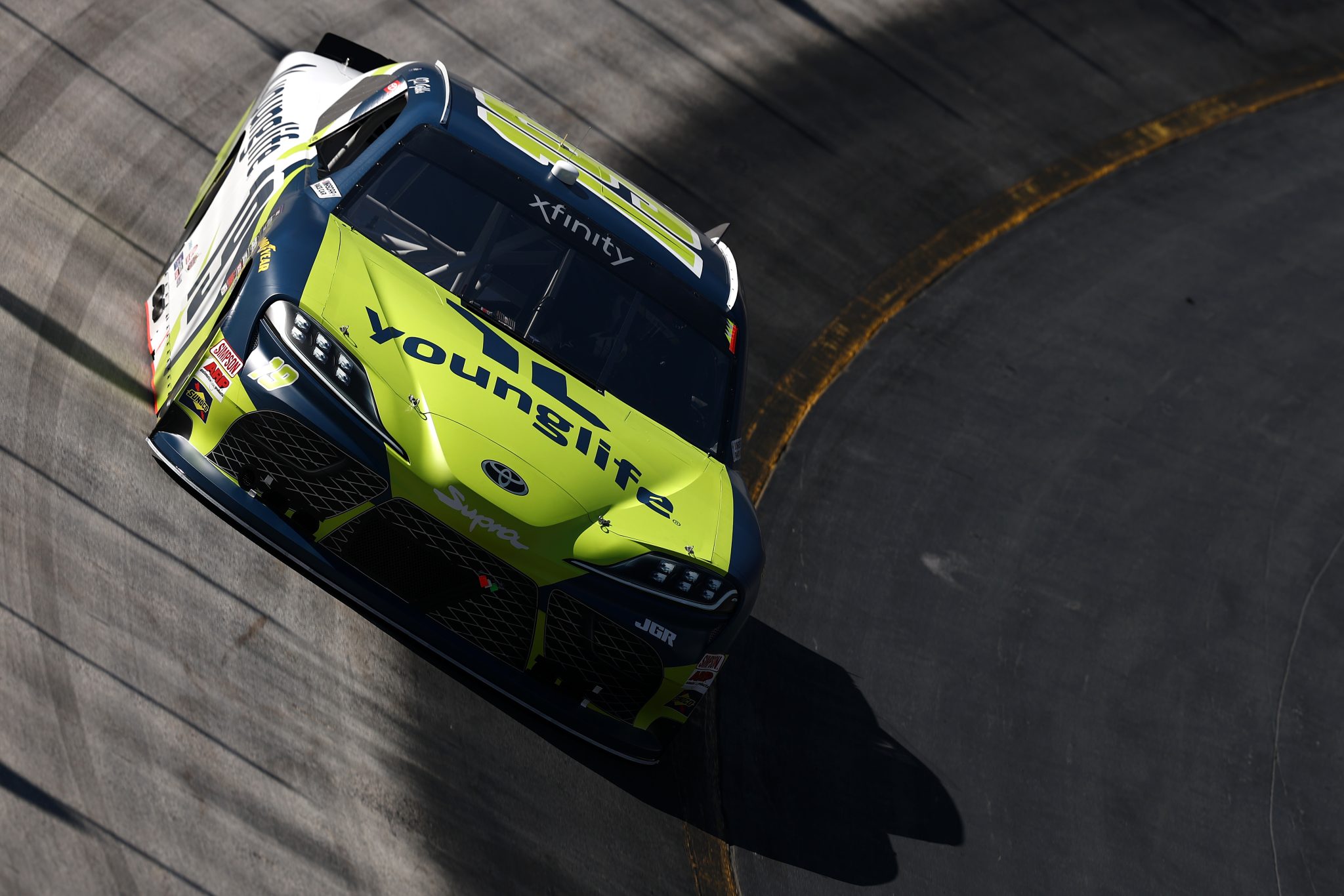 BRISTOL, TENNESSEE - SEPTEMBER 12: Aric Almirola, driver of the #19 Young Life Toyota, drives during practice for the NASCAR Xfinity Series Food City 300 at Bristol Motor Speedway on September 12, 2025 in Bristol, Tennessee. (Photo by Jared C. Tilton/Getty Images) | Getty Images