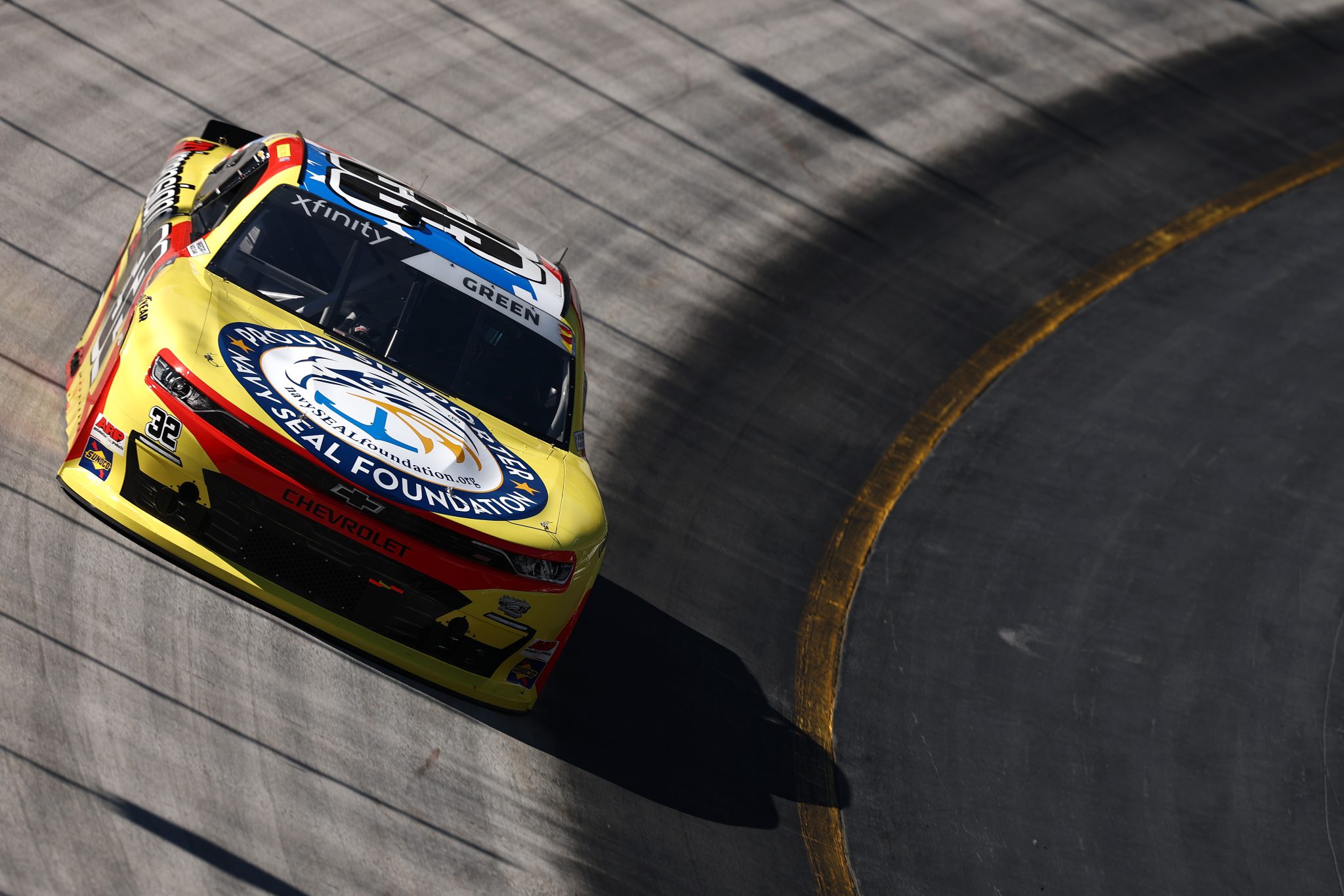 BRISTOL, TENNESSEE - SEPTEMBER 12: Austin Green, driver of the #32 3Dimensional.com Chevrolet, drives during practice for the NASCAR Xfinity Series Food City 300 at Bristol Motor Speedway on September 12, 2025 in Bristol, Tennessee. (Photo by Jared C. Tilton/Getty Images) | Getty Images