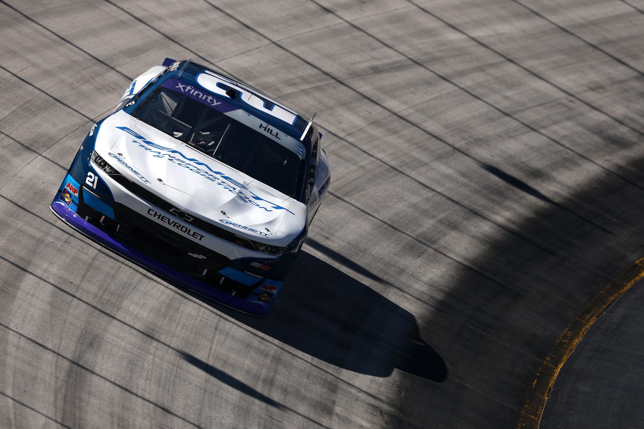 BRISTOL, TENNESSEE - SEPTEMBER 12: Austin Hill, driver of the #21 Bennett Transportation Chevrolet, drives during practice for the NASCAR Xfinity Series Food City 300 at Bristol Motor Speedway on September 12, 2025 in Bristol, Tennessee. (Photo by Jared C. Tilton/Getty Images) | Getty Images