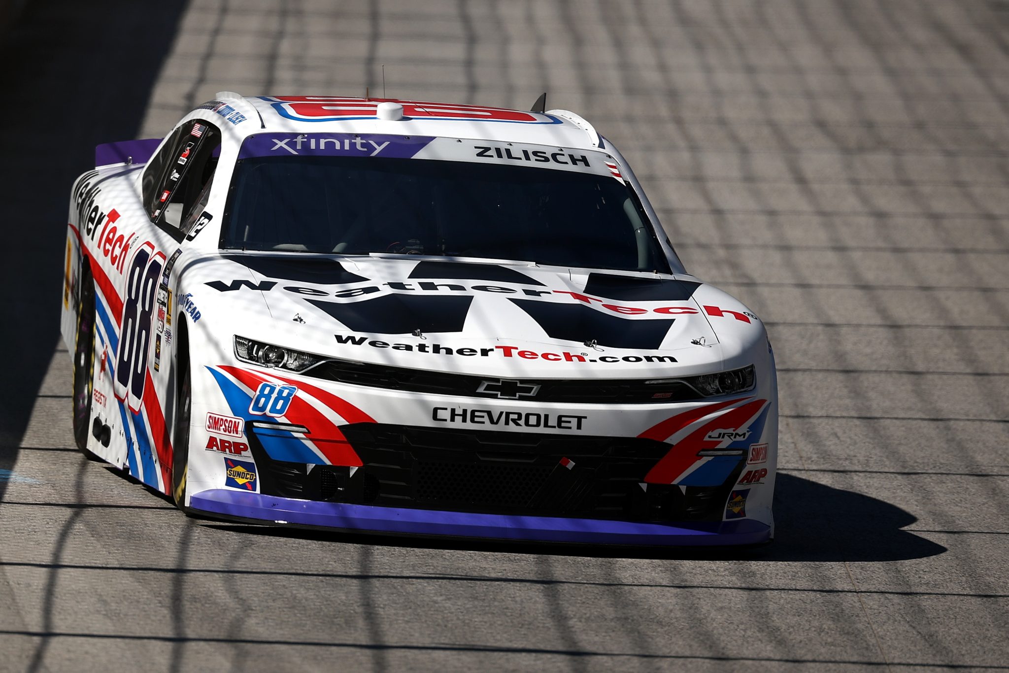 BRISTOL, TENNESSEE - SEPTEMBER 12: Connor Zilisch, driver of the #88 WeatherTech Chevrolet, drives during practice for the NASCAR Xfinity Series Food City 300 at Bristol Motor Speedway on September 12, 2025 in Bristol, Tennessee. (Photo by Jared C. Tilton/Getty Images) | Getty Images