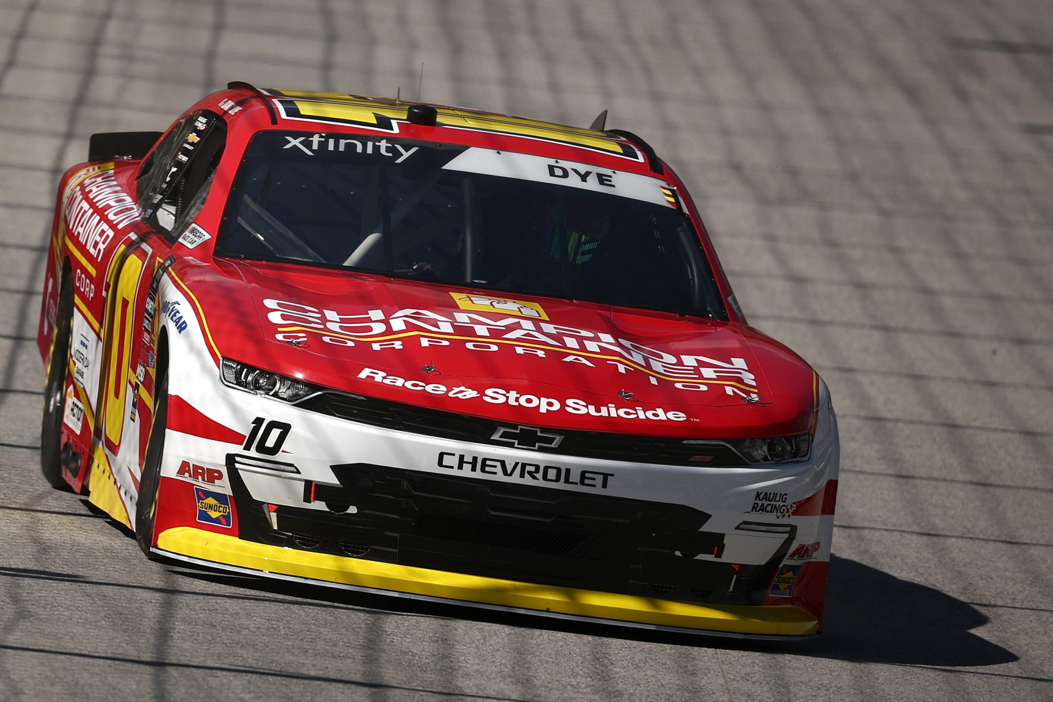 BRISTOL, TENNESSEE - SEPTEMBER 12: Daniel Dye, driver of the #10 Champion Container Chevrolet, drives during practice for the NASCAR Xfinity Series Food City 300 at Bristol Motor Speedway on September 12, 2025 in Bristol, Tennessee. (Photo by Jared C. Tilton/Getty Images) | Getty Images