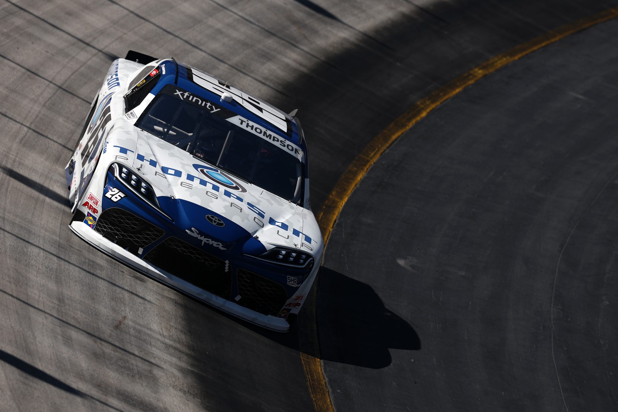 BRISTOL, TENNESSEE - SEPTEMBER 12: Dean Thompson, driver of the #26 Thompson Pipe Group Toyota, drives during practice for the NASCAR Xfinity Series Food City 300 at Bristol Motor Speedway on September 12, 2025 in Bristol, Tennessee. (Photo by Jared C. Tilton/Getty Images) | Getty Images