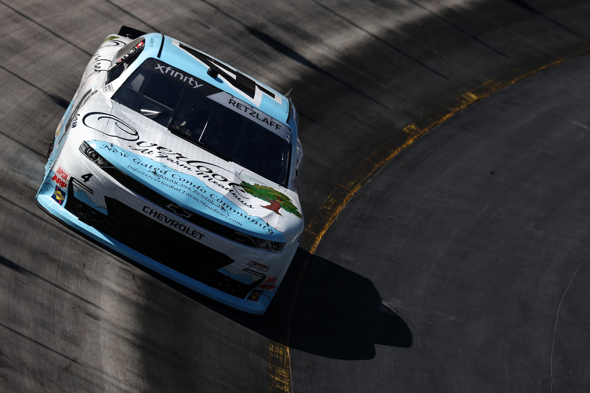 BRISTOL, TENNESSEE - SEPTEMBER 12: Parker Retzlaff, driver of the #4 Overlook at Farm Meadows Chevrolet, drives during practice for the NASCAR Xfinity Series Food City 300 at Bristol Motor Speedway on September 12, 2025 in Bristol, Tennessee. (Photo by Jared C. Tilton/Getty Images) | Getty Images