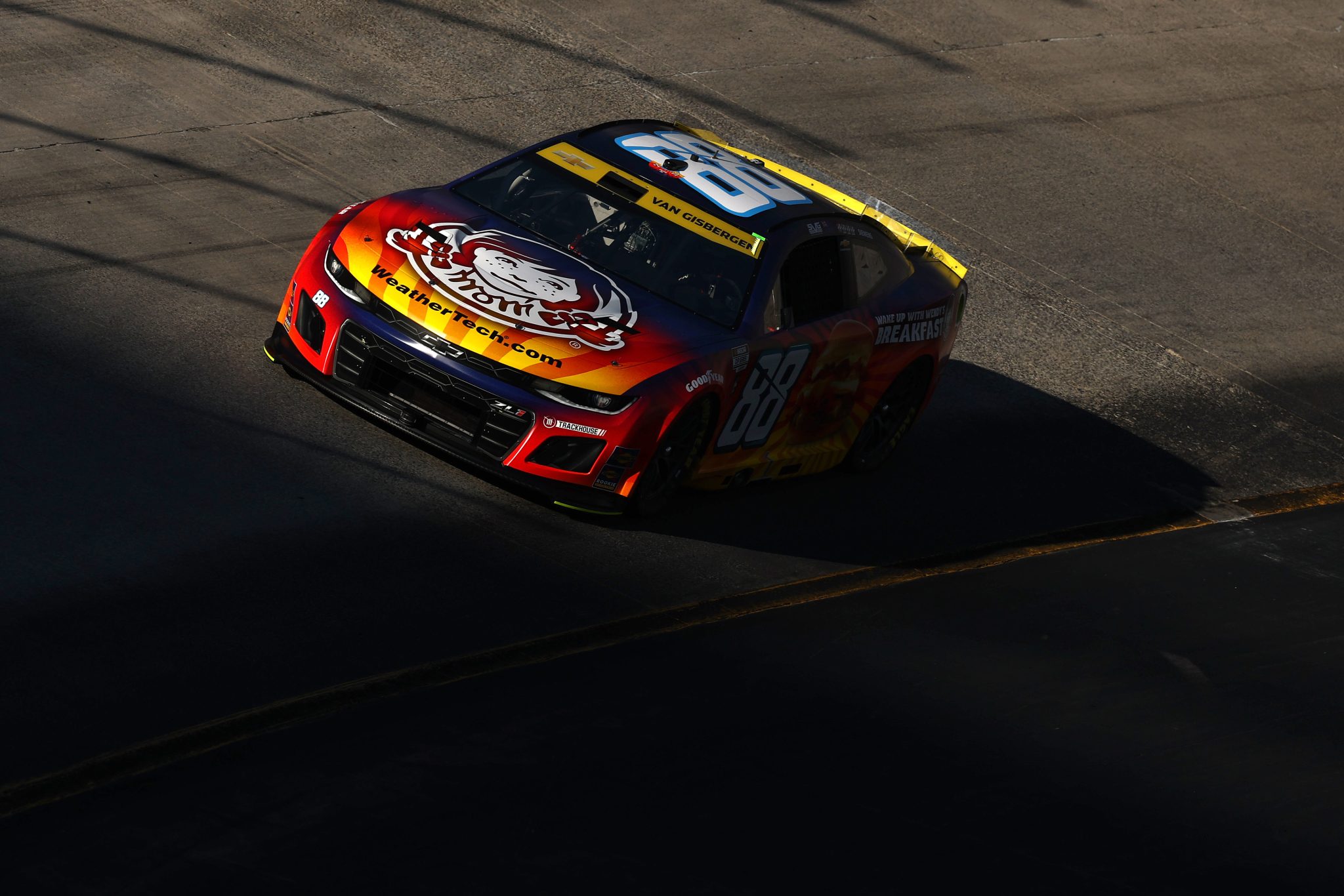 BRISTOL, TENNESSEE - SEPTEMBER 12: Shane Van Gisbergen, driver of the #88 Wendy's Breakfast Baconator Chevrolet, drives during practice for the NASCAR Cup Series Bass Pro Shops Night Race at Bristol Motor Speedway on September 12, 2025 in Bristol, Tennessee. (Photo by Jared C. Tilton/Getty Images) | Getty Images