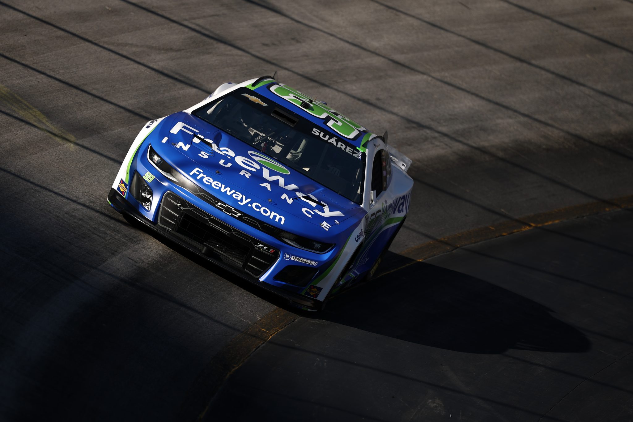 BRISTOL, TENNESSEE - SEPTEMBER 12: Daniel Suarez, driver of the #99 Freeway Insurance Chevrolet, drives during practice for the NASCAR Cup Series Bass Pro Shops Night Race at Bristol Motor Speedway on September 12, 2025 in Bristol, Tennessee. (Photo by Jared C. Tilton/Getty Images) | Getty Images