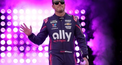 BRISTOL, TENNESSEE - SEPTEMBER 13: Alex Bowman, driver of the #48 Ally Open Road Sweeps Chevrolet, waves to fans as he walks onstage during driver intros prior to the NASCAR Cup Series Bass Pro Shops Night Race at Bristol Motor Speedway on September 13, 2025 in Bristol, Tennessee. (Photo by Jonathan Bachman/Getty Images) | Getty Images