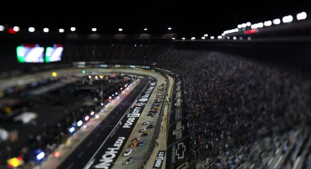 BRISTOL, TENNESSEE - SEPTEMBER 13:  (EDITORS NOTE: This image was created with a variable plane focus lens)  A general view of racing during the NASCAR Cup Series Bass Pro Shops Night Race at Bristol Motor Speedway on September 13, 2025 in Bristol, Tennessee. (Photo by Jared C. Tilton/Getty Images) | Getty Images
