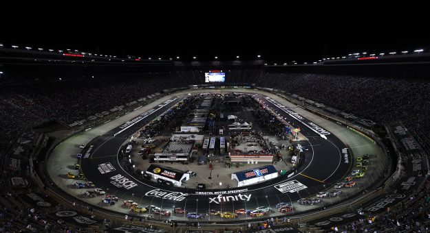 BRISTOL, TENNESSEE - SEPTEMBER 13: A general view of racing during the NASCAR Cup Series Bass Pro Shops Night Race at Bristol Motor Speedway on September 13, 2025 in Bristol, Tennessee. (Photo by Jared C. Tilton/Getty Images) | Getty Images