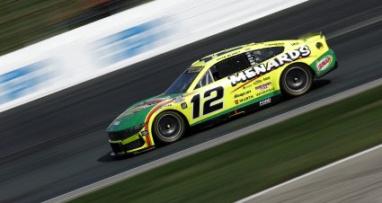 LOUDON, NEW HAMPSHIRE - SEPTEMBER 21: Ryan Blaney, driver of the #12 Menards/Libman Ford, drives during the NASCAR Cup Series Mobil 1 301 at New Hampshire Motor Speedway on September 21, 2025 in Loudon, New Hampshire. (Photo by Sean Gardner/Getty Images) | Getty Images