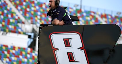 DAYTONA BEACH, FLORIDA - FEBRUARY 12: Crew chief Randall Burnett  looks on from atop of the #8 zone Chevrolet hauler during practice for the NASCAR Cup Series Daytona 500 at Daytona International Speedway on February 12, 2025 in Daytona Beach, Florida. (Photo by Chris Graythen/Getty Images) | Getty Images