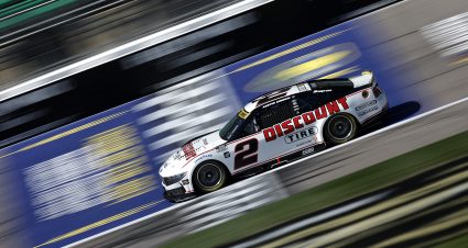 KANSAS CITY, KANSAS - SEPTEMBER 27: Austin Cindric, driver of the #2 Discount Tire Ford, drives during practice for the NASCAR Cup Series Hollywood Casino 400 Presented by ESPN BET at Kansas Speedway on September 27, 2025 in Kansas City, Kansas. (Photo by Sean Gardner/Getty Images) | Getty Images