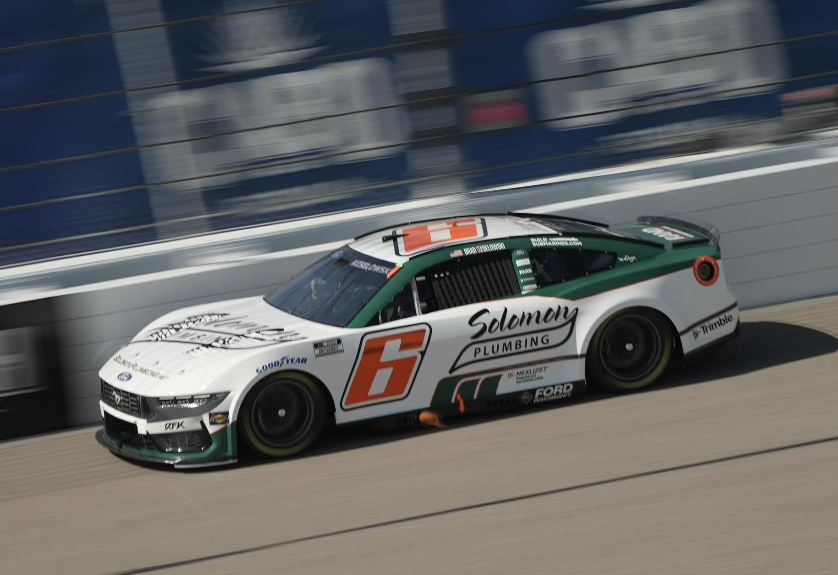 KANSAS CITY, KANSAS - SEPTEMBER 27: Brad Keselowski, driver of the #6 Solomon Plumbling Ford, drives during practice for the NASCAR Cup Series Hollywood Casino 400 Presented by ESPN BET at Kansas Speedway on September 27, 2025 in Kansas City, Kansas. (Photo from RFK Racing)