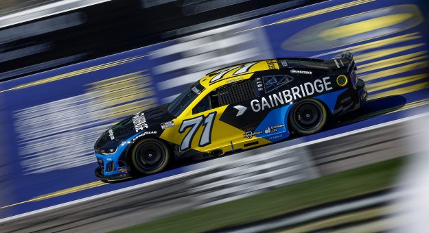KANSAS CITY, KANSAS - SEPTEMBER 27: Michael McDowell, driver of the #71 Gainbridge Chevrolet, drives during practice for the NASCAR Cup Series Hollywood Casino 400 Presented by ESPN BET at Kansas Speedway on September 27, 2025 in Kansas City, Kansas. (Photo by Sean Gardner/Getty Images) | Getty Images