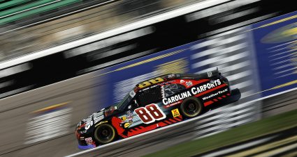 KANSAS CITY, KANSAS - SEPTEMBER 27: Connor Zilisch, driver of the #88 Carolina Carports Chevrolet, drives during practice for the NASCAR Xfinity Series Kansas Lottery 300 at Kansas Speedway on September 27, 2025 in Kansas City, Kansas. (Photo by Sean Gardner/Getty Images) | Getty Images