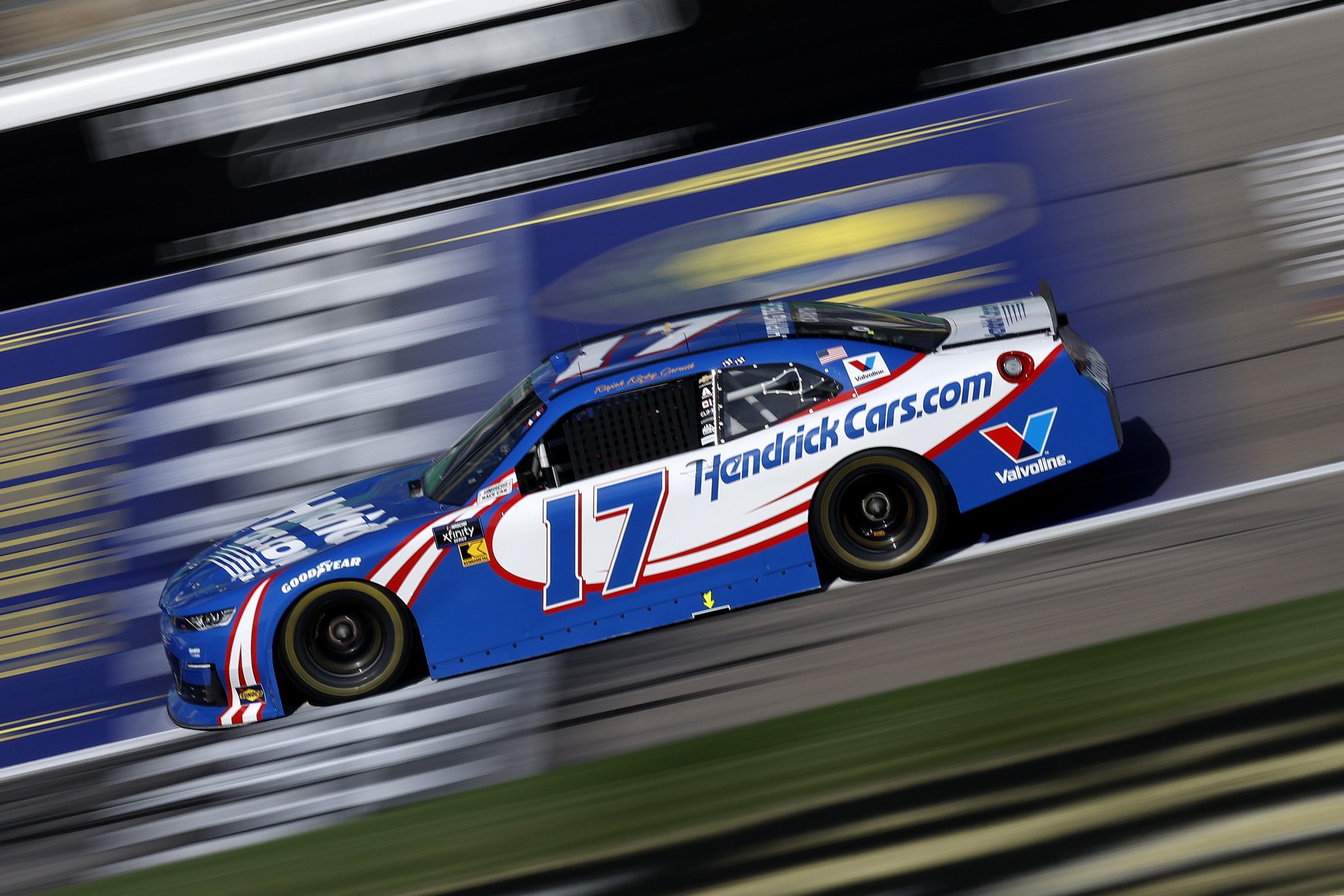 KANSAS CITY, KANSAS - SEPTEMBER 27: Rajah Caruth, driver of the #17 HendrickCars.com Chevrolet, drives during practice for the NASCAR Xfinity Series Kansas Lottery 300 at Kansas Speedway on September 27, 2025 in Kansas City, Kansas. (Photo by Sean Gardner/Getty Images) | Getty Images