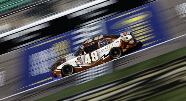 KANSAS CITY, KANSAS - SEPTEMBER 27: Nick Sanchez, driver of the #48 Caroline Jones No Tellin Chevrolet, drives during practice for the NASCAR Xfinity Series Kansas Lottery 300 at Kansas Speedway on September 27, 2025 in Kansas City, Kansas. (Photo by Sean Gardner/Getty Images) | Getty Images