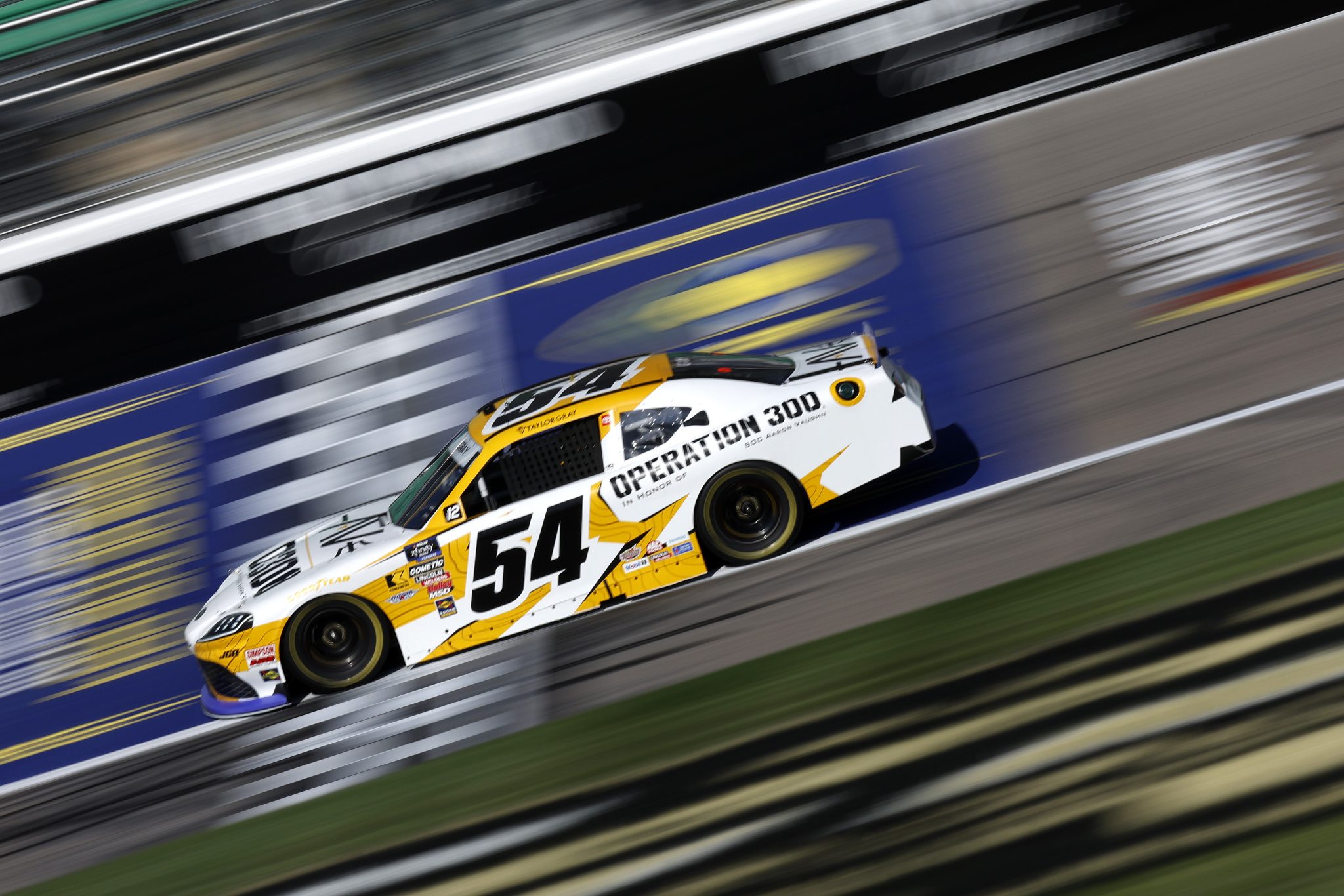 KANSAS CITY, KANSAS - SEPTEMBER 27: Taylor Gray, driver of the #54 Operation 300 Toyota, drives during practice for the NASCAR Xfinity Series Kansas Lottery 300 at Kansas Speedway on September 27, 2025 in Kansas City, Kansas. (Photo by Sean Gardner/Getty Images) | Getty Images