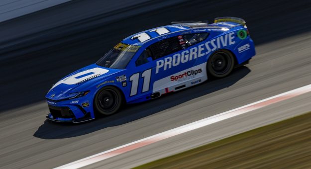 MADISON, ILLINOIS - SEPTEMBER 06: Denny Hamlin, driver of the #11 Progressive Toyota, drives during practice for the NASCAR Cup Series Enjoy Illinois 300 at WWT Raceway on September 06, 2025 in Madison, Illinois. (Photo by Sean Gardner/Getty Images) | Getty Images