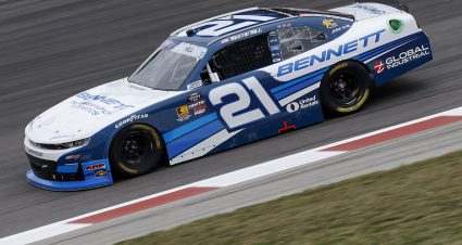 MADISON, ILLINOIS - SEPTEMBER 05: Austin Hill, driver of the #21 Bennett Transportation Chevrolet, drives during practice for the NASCAR Xfinity Series Nu Way 200 Sauced by Blues Hog at WWT Raceway on September 05, 2025 in Madison, Illinois. (Photo by Sean Gardner/Getty Images) | Getty Images