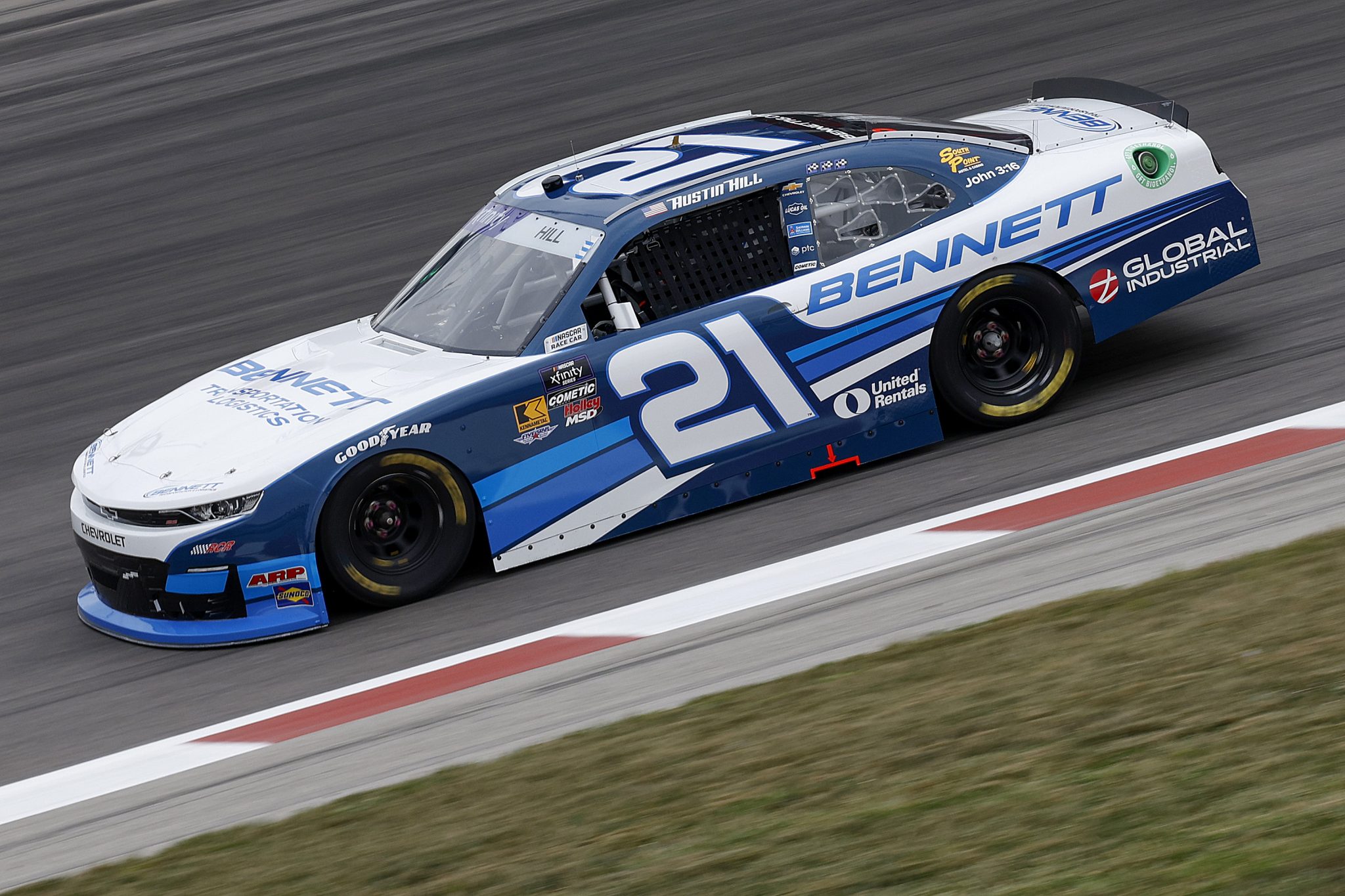 MADISON, ILLINOIS - SEPTEMBER 05: Austin Hill, driver of the #21 Bennett Transportation Chevrolet, drives during practice for the NASCAR Xfinity Series Nu Way 200 Sauced by Blues Hog at WWT Raceway on September 05, 2025 in Madison, Illinois. (Photo by Sean Gardner/Getty Images) | Getty Images