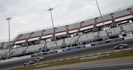 MADISON, ILLINOIS - SEPTEMBER 05: Matt DiBenedetto, driver of the #99 IBEW Chevrolet, Justin Allgaier, driver of the #7 BRANDT Chevrolet, and Harrison Burton, driver of the #25 DEX Imaging/Dead On Tools Ford, drive during practice for the NASCAR Xfinity Series Nu Way 200 Sauced by Blues Hog at WWT Raceway on September 05, 2025 in Madison, Illinois. (Photo by Sean Gardner/Getty Images) | Getty Images