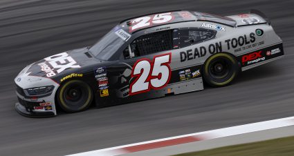 MADISON, ILLINOIS - SEPTEMBER 05: Harrison Burton, driver of the #25 DEX Imaging/Dead On Tools Ford, drives during practice for the NASCAR Xfinity Series Nu Way 200 Sauced by Blues Hog at WWT Raceway on September 05, 2025 in Madison, Illinois. (Photo by Sean Gardner/Getty Images) | Getty Images