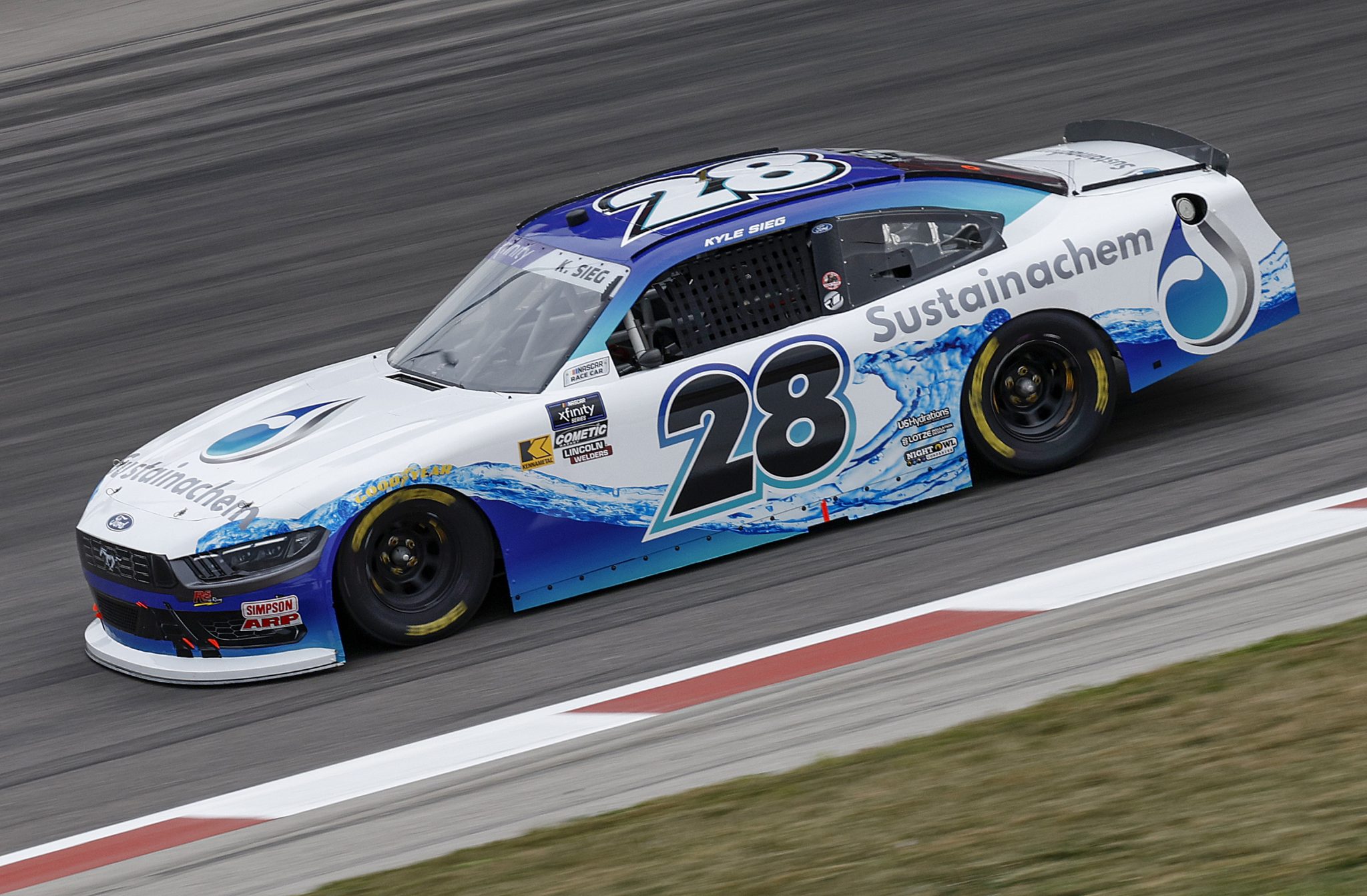 MADISON, ILLINOIS - SEPTEMBER 05: Kyle Sieg, driver of the #28 Sustainachem Ford, drives during practice for the NASCAR Xfinity Series Nu Way 200 Sauced by Blues Hog at WWT Raceway on September 05, 2025 in Madison, Illinois. (Photo by Sean Gardner/Getty Images) | Getty Images