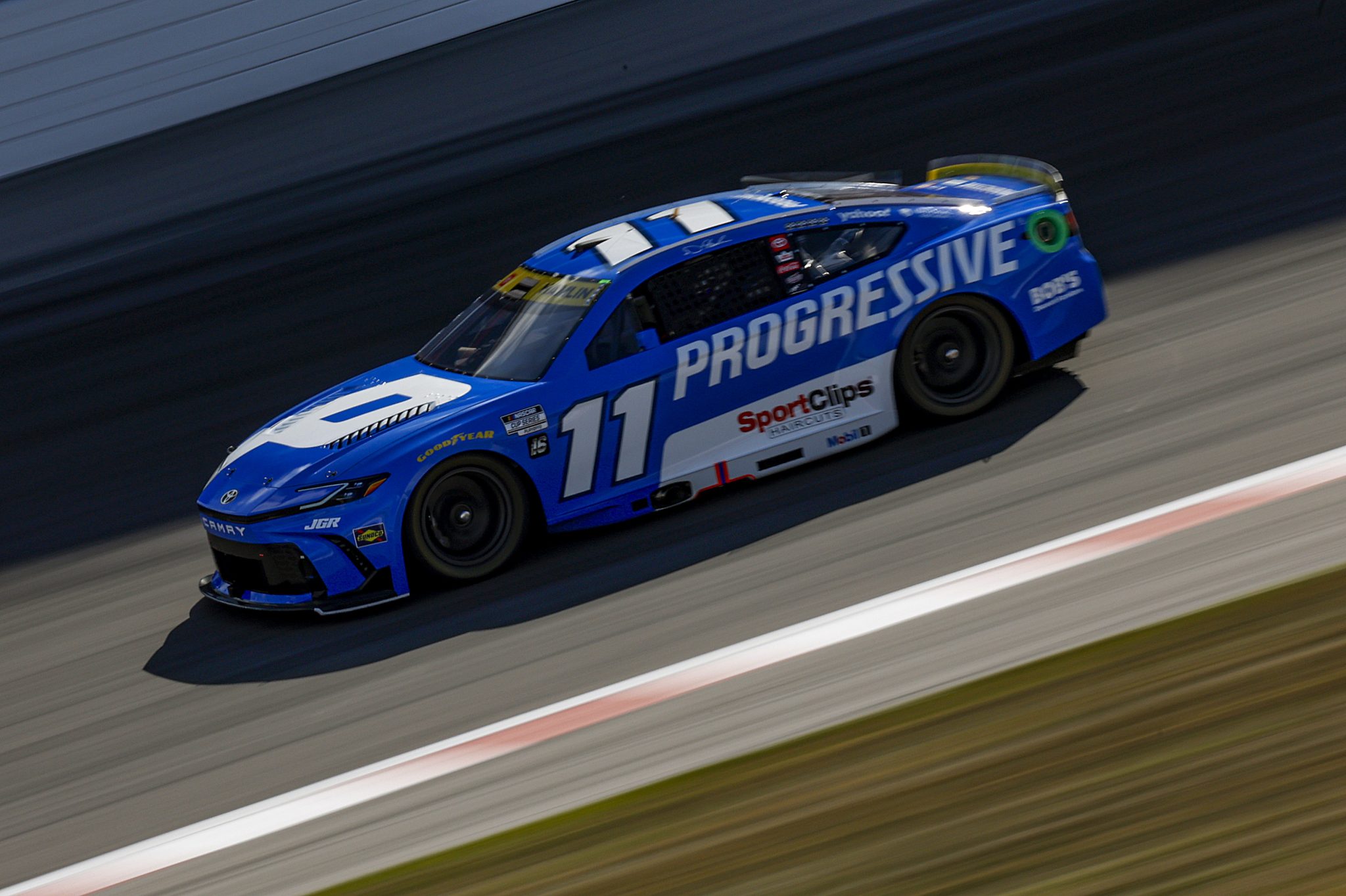 MADISON, ILLINOIS - SEPTEMBER 06: Denny Hamlin, driver of the #11 Progressive Toyota, drives during practice for the NASCAR Cup Series Enjoy Illinois 300 at WWT Raceway on September 06, 2025 in Madison, Illinois. (Photo by Sean Gardner/Getty Images) | Getty Images