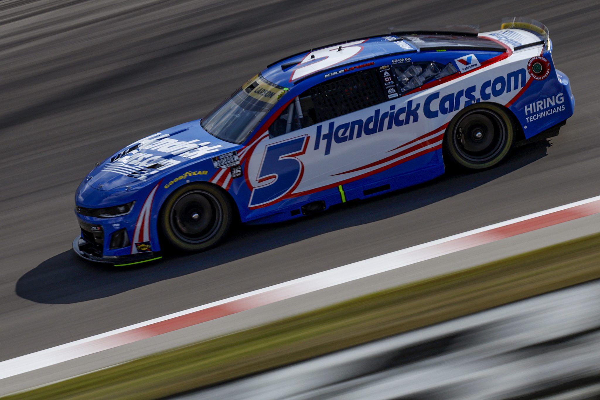 MADISON, ILLINOIS - SEPTEMBER 06: Kyle Larson, driver of the #5 HendrickCars.com Chevrolet, drives during practice for the NASCAR Cup Series Enjoy Illinois 300 at WWT Raceway on September 06, 2025 in Madison, Illinois. (Photo by Sean Gardner/Getty Images) | Getty Images