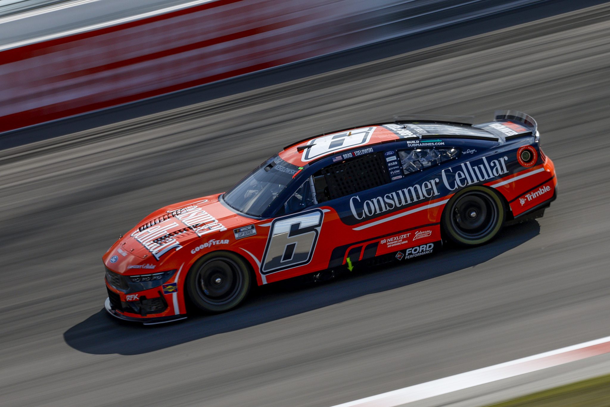 MADISON, ILLINOIS - SEPTEMBER 06: Brad Keselowski, driver of the #6 Consumer Cellular Ford, drives during practice for the NASCAR Cup Series Enjoy Illinois 300 at WWT Raceway on September 06, 2025 in Madison, Illinois. (Photo by Sean Gardner/Getty Images) | Getty Images