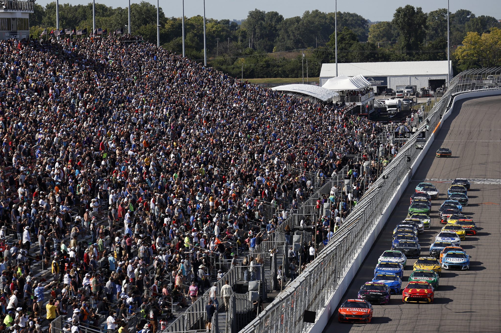 MADISON, ILLINOIS - SEPTEMBER 07: A general view of racing during the NASCAR Cup Series Enjoy Illinois 300 at WWT Raceway on September 07, 2025 in Madison, Illinois. (Photo by Sean Gardner/Getty Images) | Getty Images