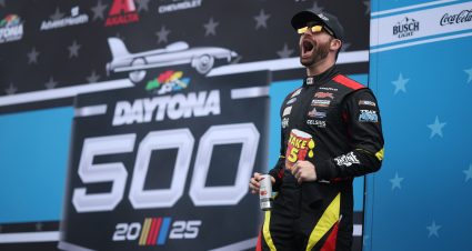 DAYTONA BEACH, FLORIDA - FEBRUARY 16: Corey LaJoie, driver of the #01 Take 5 Oil Change/DuraMax Ford walks onstage during driver intros prior to the NASCAR Cup Series Daytona 500 at Daytona International Speedway on February 16, 2025 in Daytona Beach, Florida. (Photo by James Gilbert/Getty Images) | Getty Images