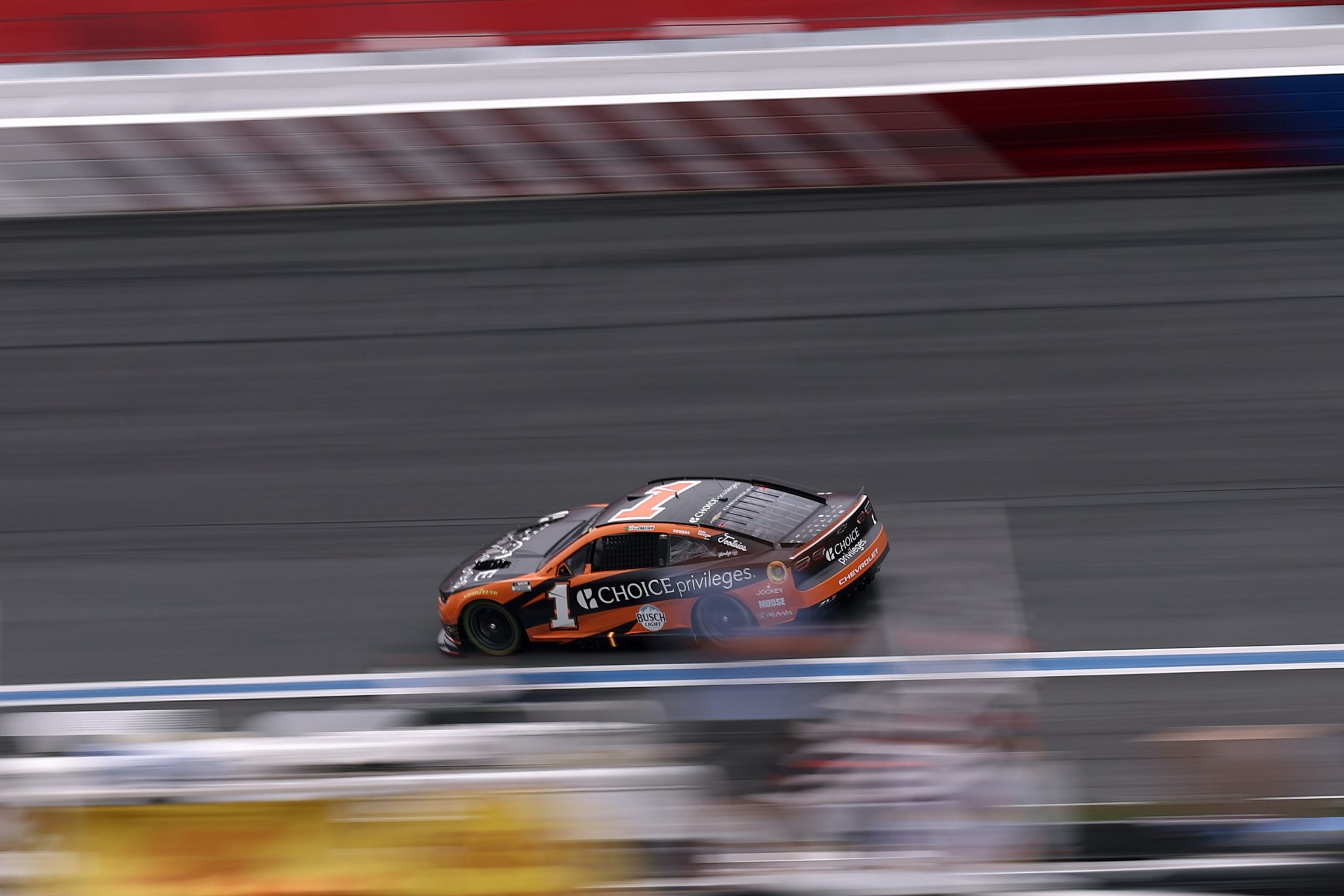 CONCORD, NORTH CAROLINA - OCTOBER 11: Ross Chastain, driver of the #1 Choice Privileges Chevrolet, drives during the NASCAR Cup Series Bank of America 400 at Charlotte Motor Speedway on October 11, 2026 in Concord, North Carolina. (Photo by David Jensen/Getty Images) | Getty Images