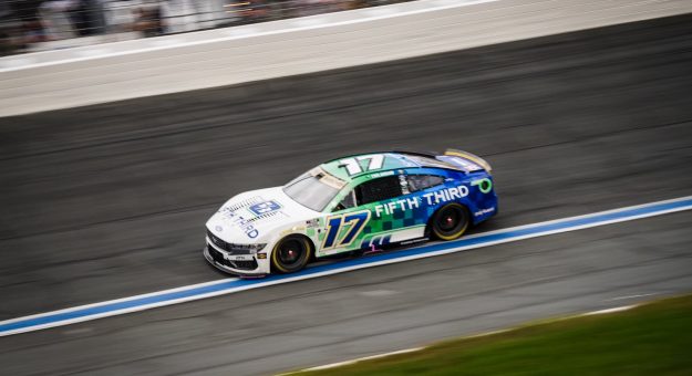 CONCORD, NORTH CAROLINA - OCTOBER 11: Chris Buescher, driver of the #17 Fifth Third Bank Ford, drives during the NASCAR Cup Series Bank of America 400 at Charlotte Motor Speedway on October 11, 2026 in Concord, North Carolina. (Photo from RFK Racing)