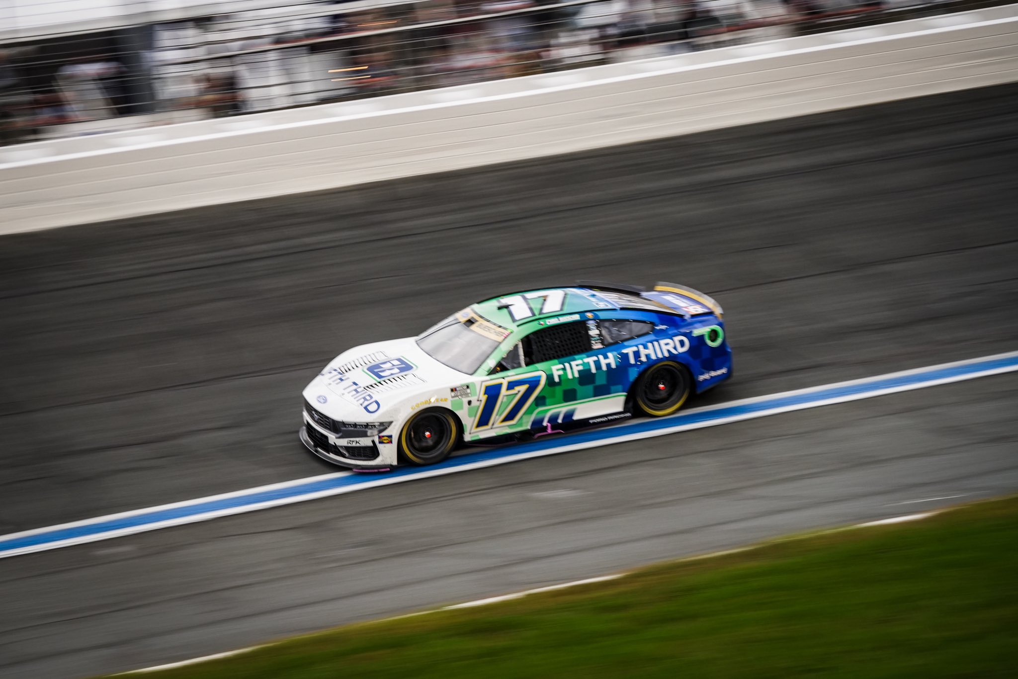 CONCORD, NORTH CAROLINA - OCTOBER 11: Chris Buescher, driver of the #17 Fifth Third Bank Ford, drives during the NASCAR Cup Series Bank of America 400 at Charlotte Motor Speedway on October 11, 2026 in Concord, North Carolina. (Photo from RFK Racing)