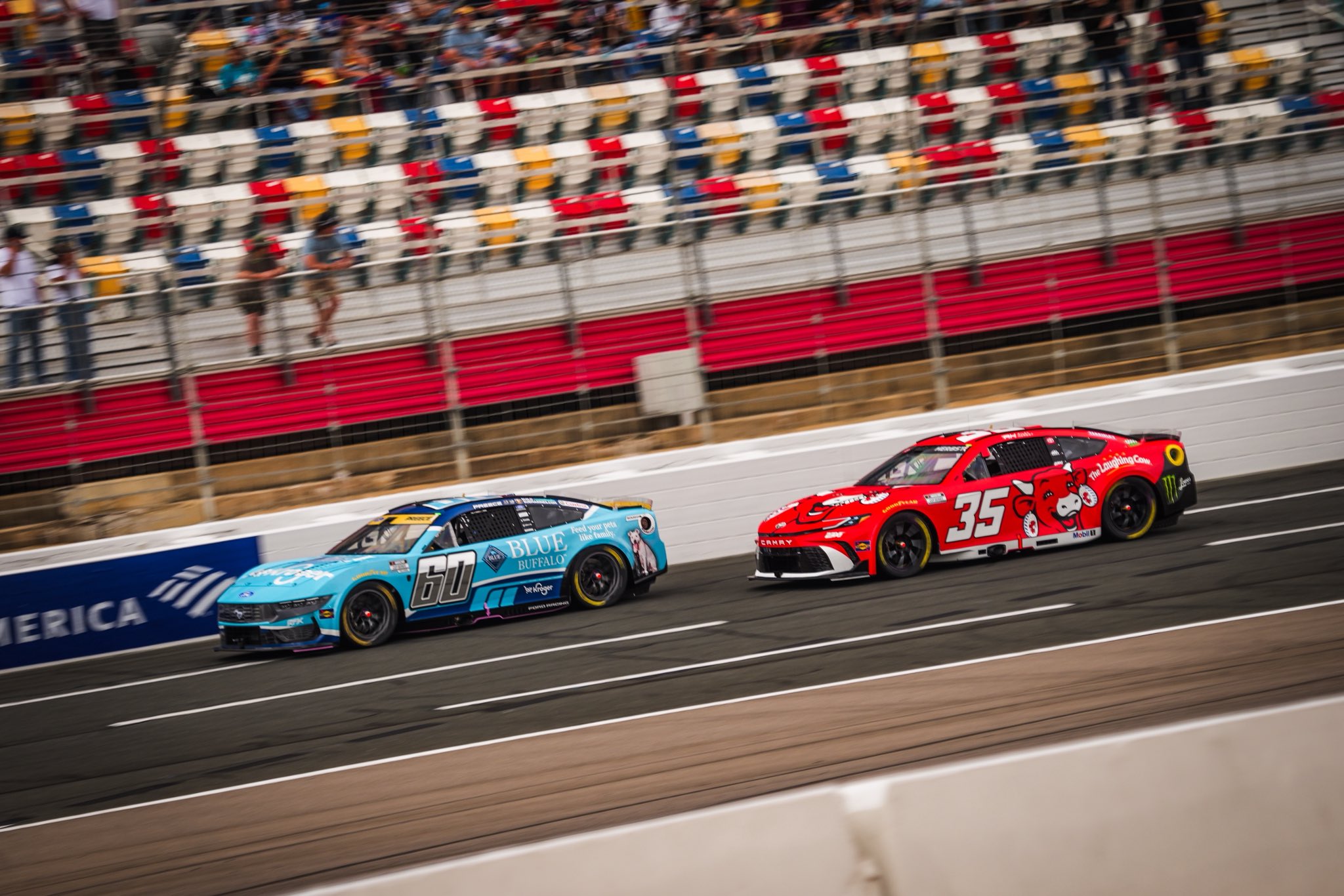 CONCORD, NORTH CAROLINA - OCTOBER 11: Riley Herbst, driver of the #35 The Laughing Cow Toyota, drives during the NASCAR Cup Series Bank of America 400 at Charlotte Motor Speedway on October 11, 2026 in Concord, North Carolina. (Photo from RKF Racing)