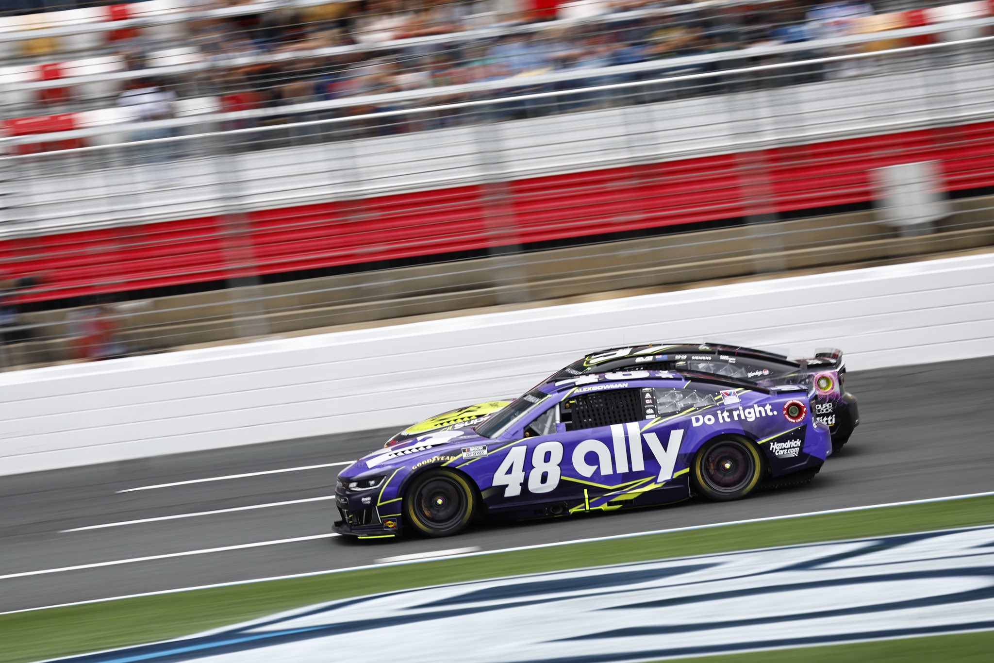 CONCORD, NORTH CAROLINA - OCTOBER 11: Alex Bowman, driver of the #48 Ally Chevrolet, drives during the NASCAR Cup Series Bank of America 400 at Charlotte Motor Speedway on October 11, 2026 in Concord, North Carolina. (Photo from Hendrick Motorsports)