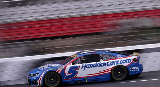 CONCORD, NORTH CAROLINA - OCTOBER 11: Kyle Larson, driver of the #5 HendrickCars.com Chevrolet, drives during the NASCAR Cup Series Bank of America 400 at Charlotte Motor Speedway on October 11, 2026 in Concord, North Carolina. (Photo by David Jensen/Getty Images) | Getty Images