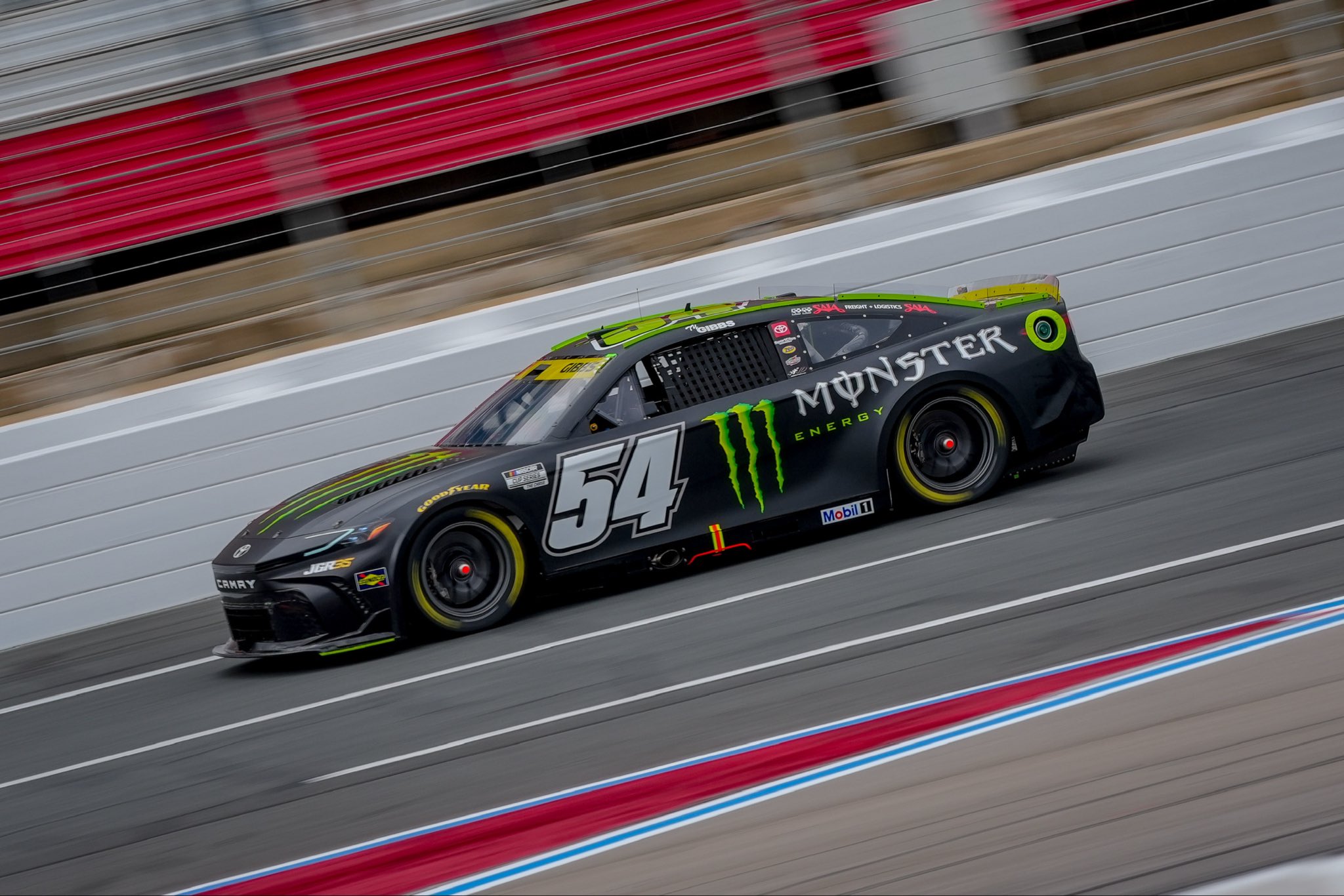 CONCORD, NORTH CAROLINA - OCTOBER 11: Ty Gibbs, driver of the #54 Monster Energy Toyota, drives during the NASCAR Cup Series Bank of America 400 at Charlotte Motor Speedway on October 11, 2026 in Concord, North Carolina. (Photo from Joe Gibbs Racing)